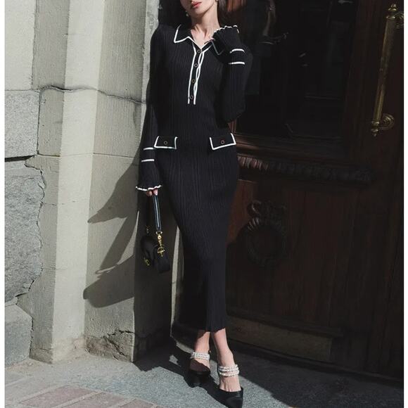 Chicgenes Lenore Carter Vintage Style Midi Dress, Black - Picture 1 of 4